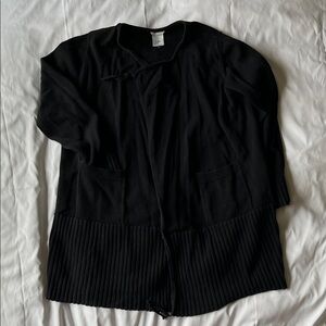 Black Long Cardigan w/Pockets Excellent Pre-Owned Tie Closure Women’s XL